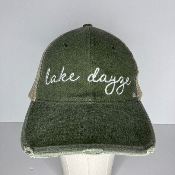Tate + Zoey Green Distressed Style Adjustable Hat - Picture 1 of 7